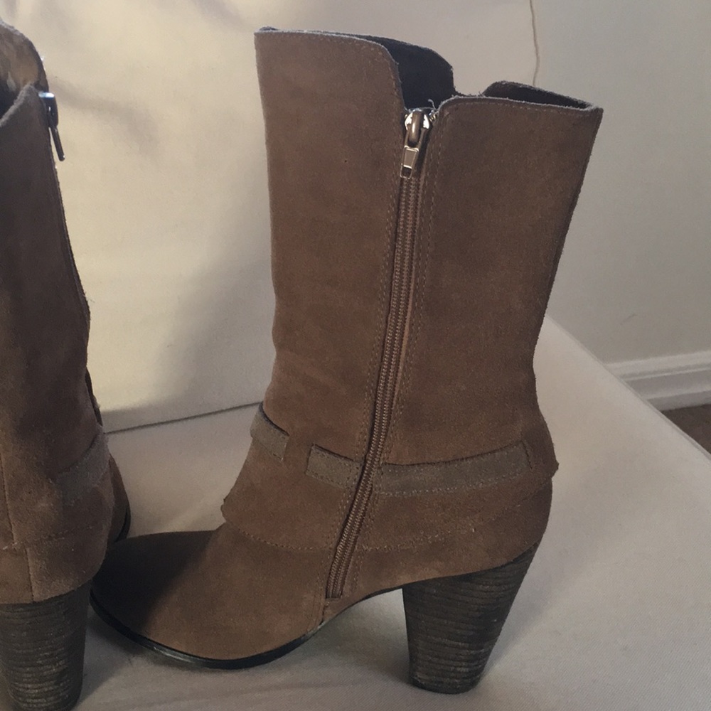 suede calf high boots